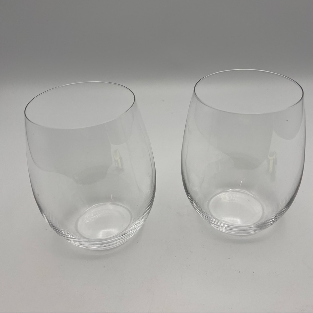 Riedel 5 Inch Stemless Set of 2) Swirl Crystal Red Wine Glasses Preowned Perfect